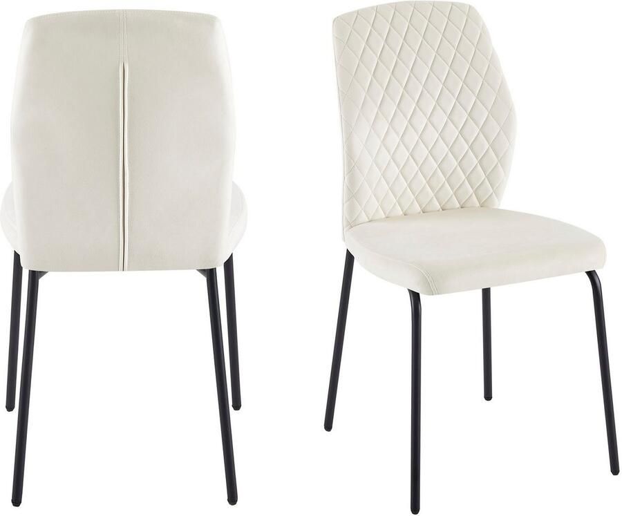 SalesFever Stoel met 4 poten Eetkamerstoel met elegante stijl 2-delige set met elegante honingraatstiksel in de rug (set 2 stuks)