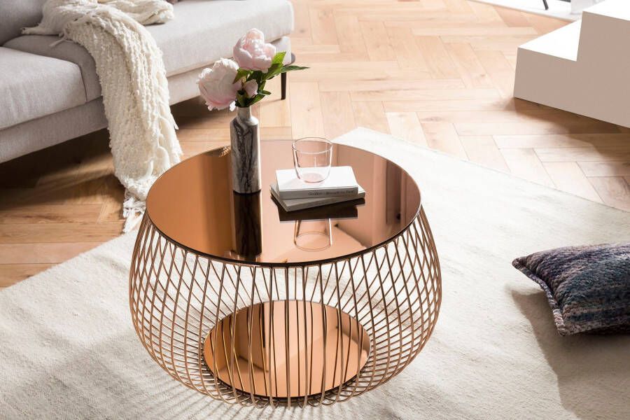 SalesFever Salontafel Stijlvolle woonkamer-aanvulling Kristalheldere elegantie met marmeroptiek roségoudkleurig