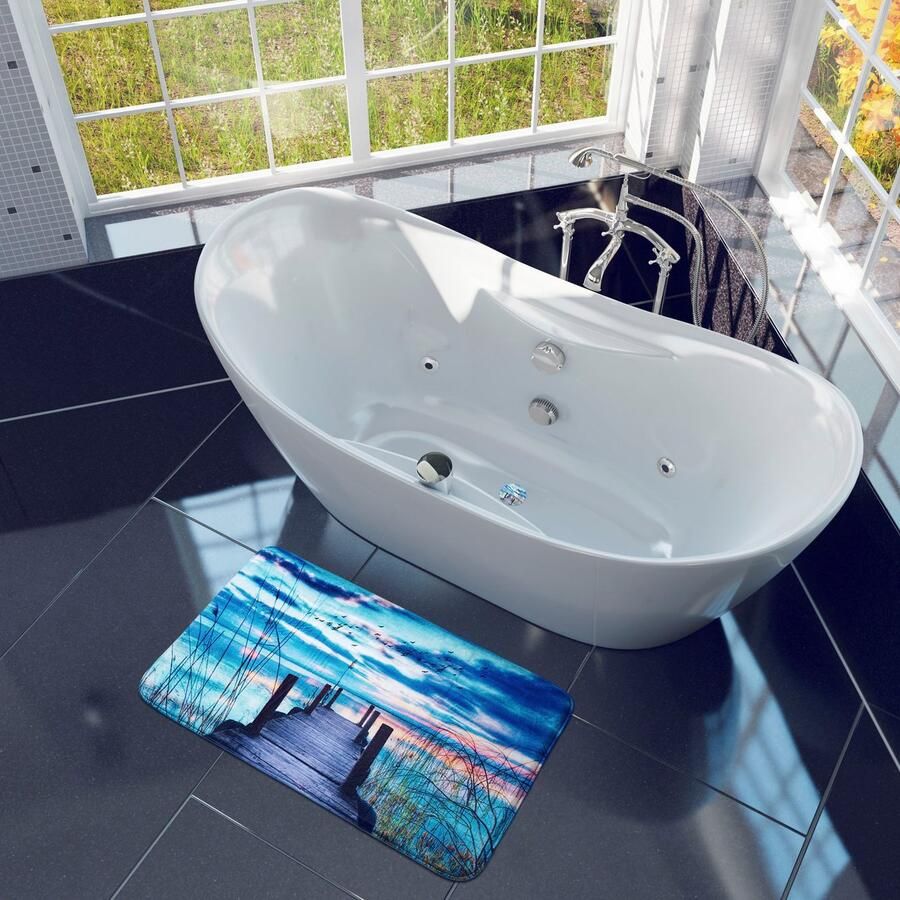 Sanilo Foam-badmat Sunset superzacht volle kleuren antislip wasbaar (1 stuk)