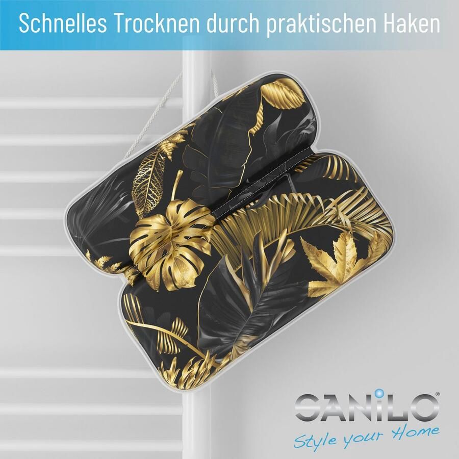 Sanilo Nekkussen Badkussen Golden Leaves comfortabel antislip volle kleuren met 7 prima zuignappen