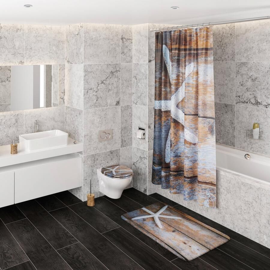 Sanilo Set badkameraccessoires Bahia bestaand uit toiletzitting badmat en wastafelplug (complete set 3-delig)