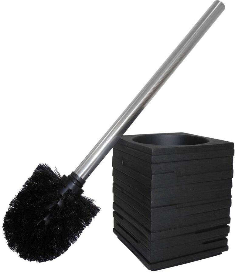 Sanilo Set badkameraccessoires Calero black bestaand uit zeepdispenser en toiletborstel geribbeld (combi-set 2-delig)