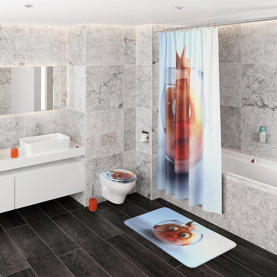 Sanilo Set badkameraccessoires Goudvis bestaand uit toiletzitting badmat en wastafelplug (complete set 3-delig)