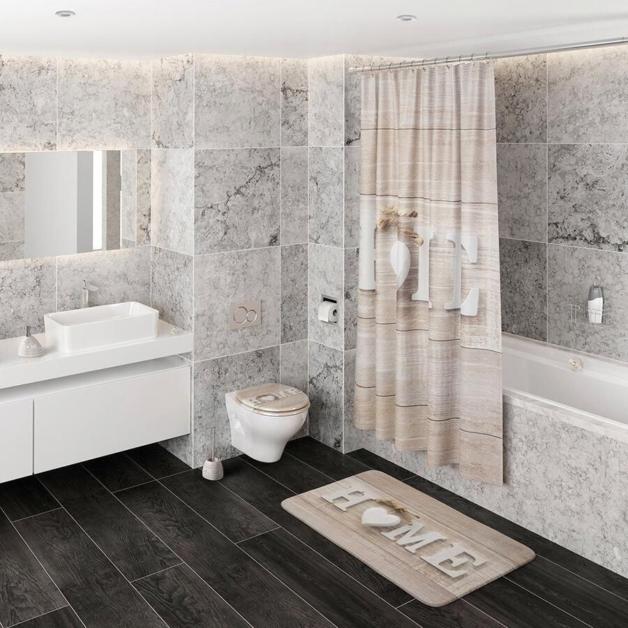 Sanilo Set badkameraccessoires Home bestaand uit toiletzitting badmat en wastafelplug (complete set 3-delig)