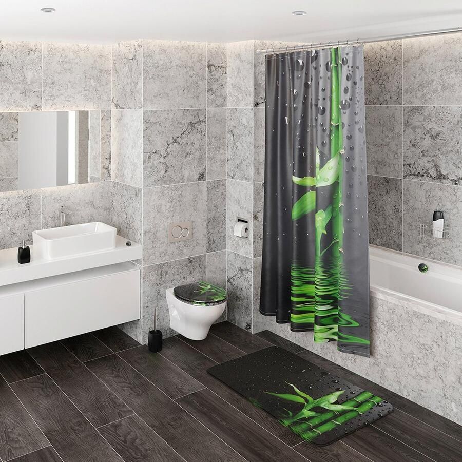 Sanilo Set badkameraccessoires Virella bestaand uit toiletzitting badmat en wastafelplug (complete set 3-delig)