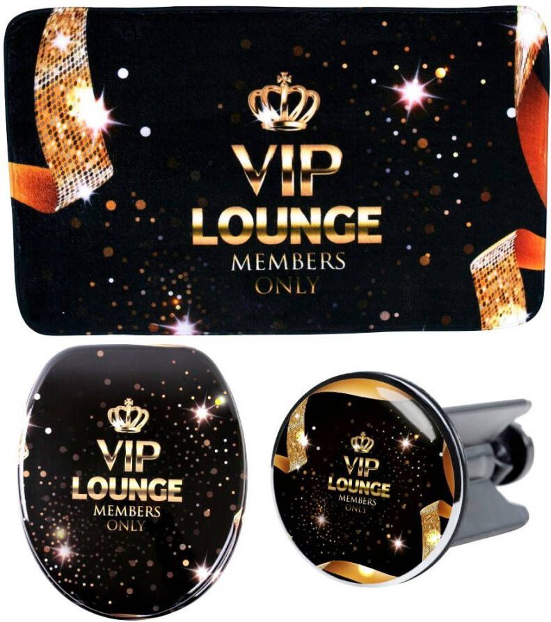 Sanilo Set badkameraccessoires VIP-Lounge bestaand uit toiletzitting badmat en wastafelplug (set 3-delig)