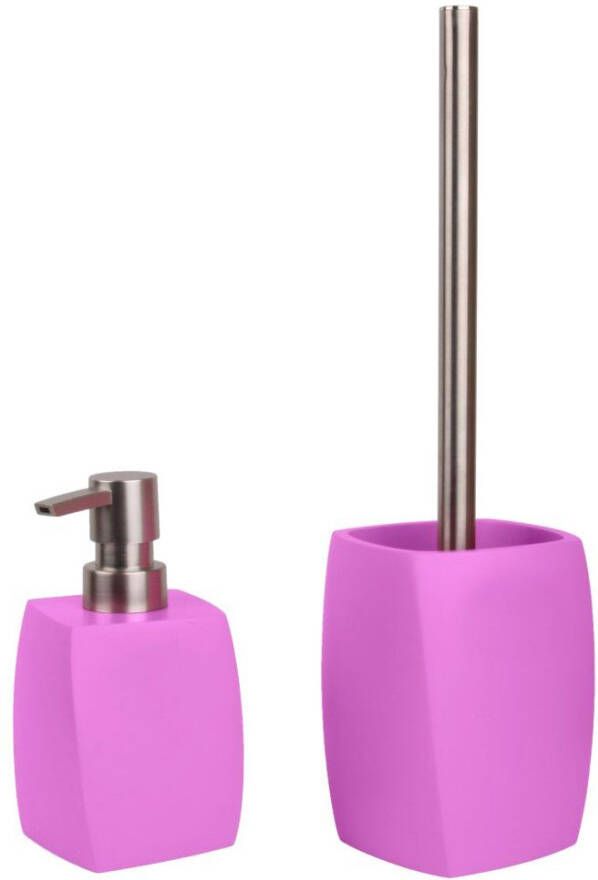 Sanilo Set badkameraccessoires Wave Pink bestaand uit zeepdispenser en toiletborstel mat (combi-set 2-delig)