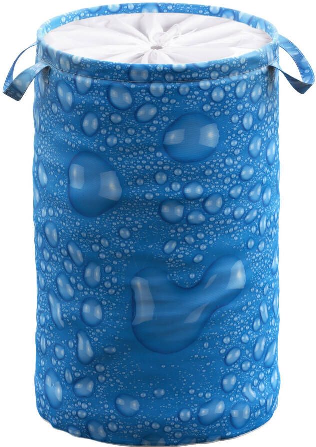 Sanilo Wasmand Dauwdruppel blauw 60 liter opvouwbaar met bescherming tegen inkijk