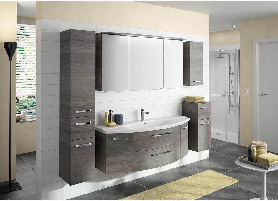 Saphir Badkamerspiegelkast Serie 4010 badkamer spiegelkast incl. LED-verlichting in krans Badkast 142 cm breed 3 deuren 6 glazen legplanken incl. deurdemper