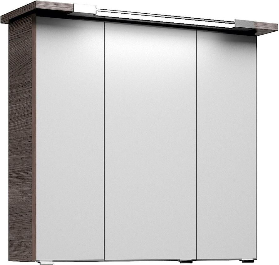 Saphir Badmeubelset Trentino 2-delig keramische wastafel spiegelkast met LED-profiel Badkamermeubel-set 79cm breed incl. deurdemper 3 deuren 2 lades (3 stuks)