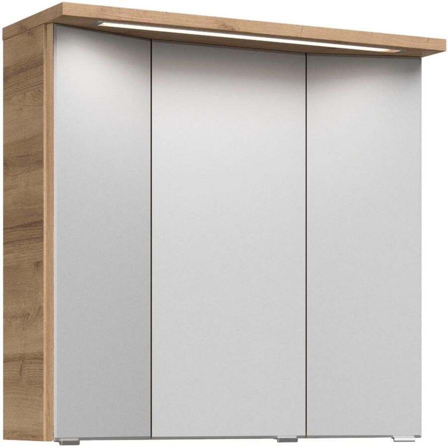 Saphir Badmeubelset Trentino 2-delig keramische wasbak met LED spiegelkast Badkamermeubel-set 79cm breed incl. deurdemper 3 deuren 2 lades (3 stuks)