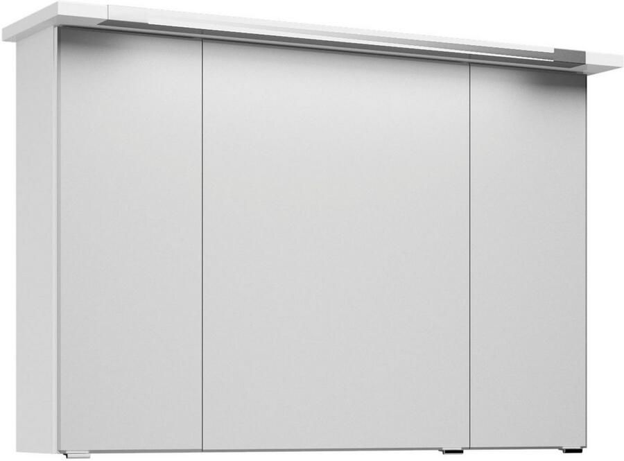 Saphir Badmeubelset Trentino 2-delig glazen wastafel spiegelkast met LED-verlichting Badkamermeubel-set 107cm breed incl. deurdemper 3 deuren 2 lades (3 stuks)