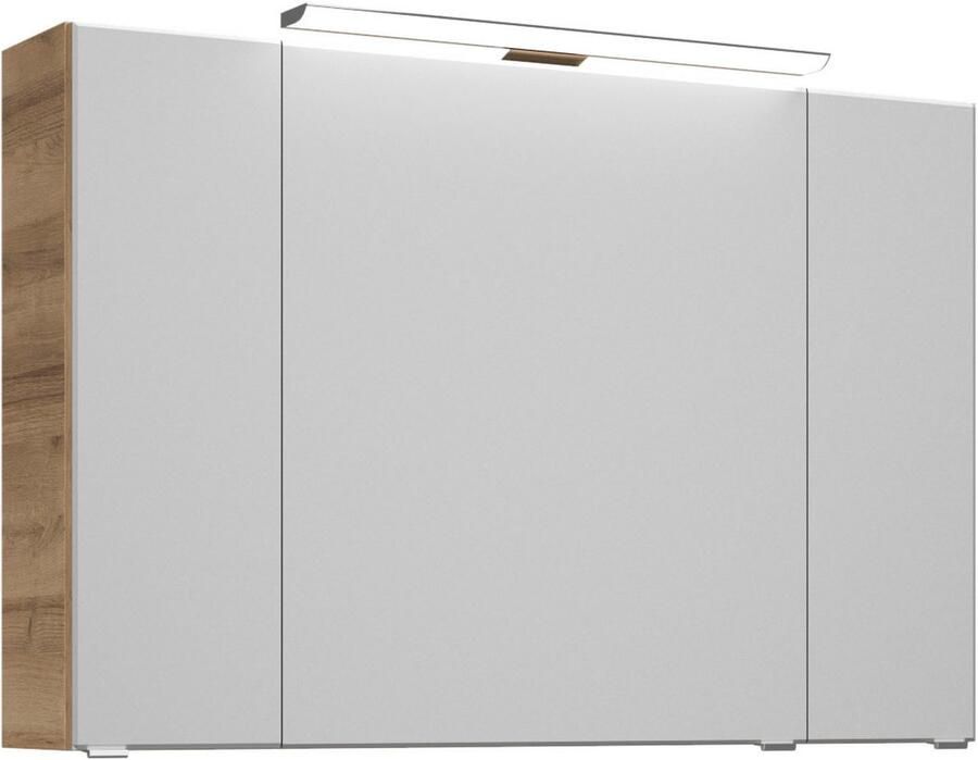 Saphir Badmeubelset Trentino 2-delig keramische wasbak spiegelkast met LED-lamp Badkamermeubel-set 109cm breed incl. deurdemper 3 deuren 2 lades (3 stuks)