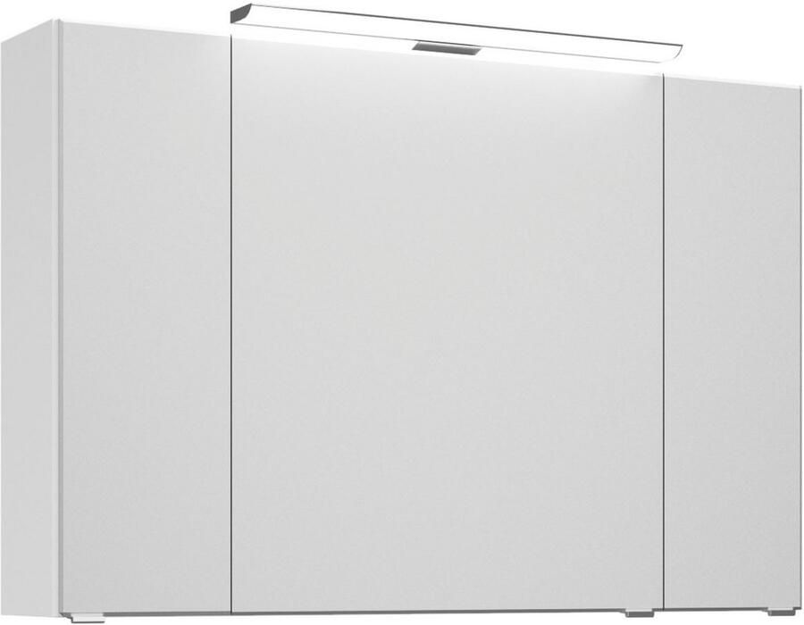 Saphir Badmeubelset Trentino 2-delig glazen wastafel spiegelkast met LED-verlichting Badkamermeubel-set 107cm breed incl. deurdemper 3 deuren 2 lades (3 stuks)