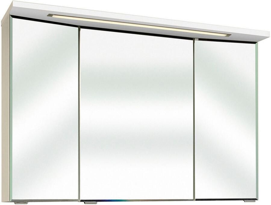 Saphir Badmeubelset Trentino 2-delig mineralen marmer wasbak met LED spiegelkast Badkamermeubel-set 107cm breed incl. deurdemper 3 deuren 2 lades (3 stuks)