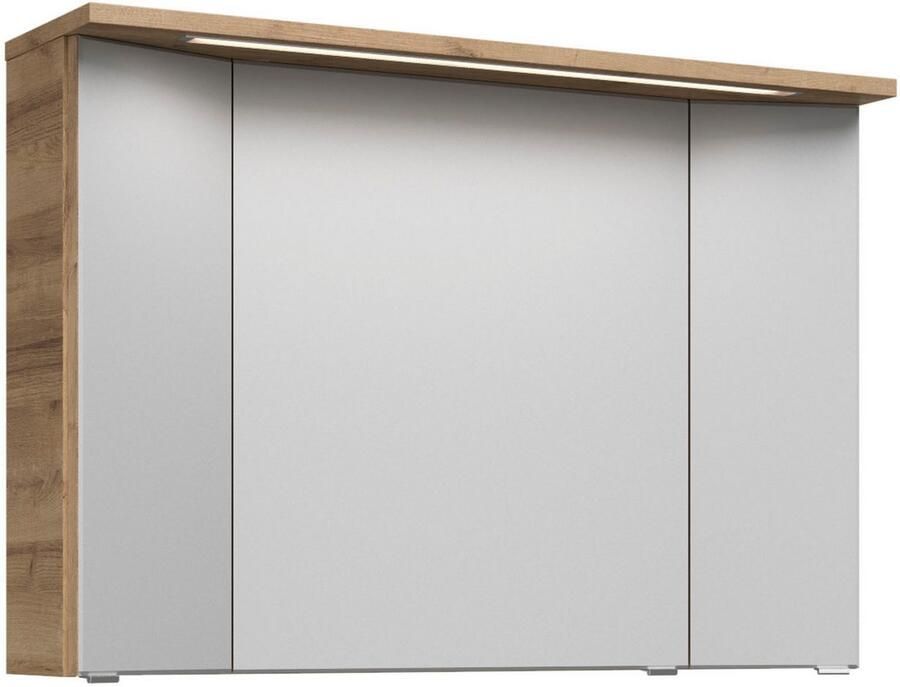 Saphir Badmeubelset Trentino 2-delig mineralen marmer wasbak met LED spiegelkast Badkamermeubel-set 107cm breed incl. deurdemper 3 deuren 2 lades (3 stuks)