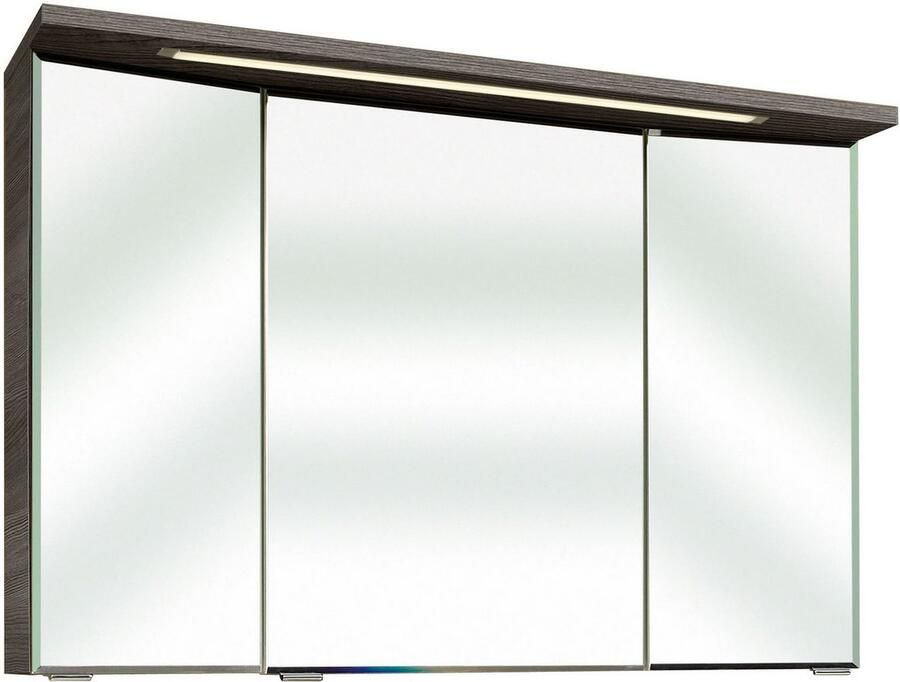 Saphir Badmeubelset Trentino 2-delig glazen wastafel spiegelkast met LED-verlichting Badkamermeubel-set 107cm breed incl. deurdemper 3 deuren 2 lades (3 stuks)