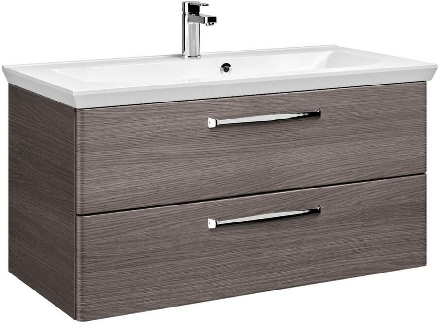 Saphir Badmeubelset Trentino 2-delig mineralen marmer wasbak spiegelkast met LED-profiel (3 stuks)