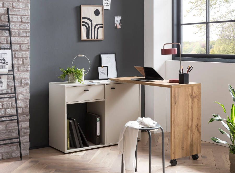 Schildmeyer Bureau Tiny Working praktisch in het thuiskantoor dressoir met flexibele werkblad