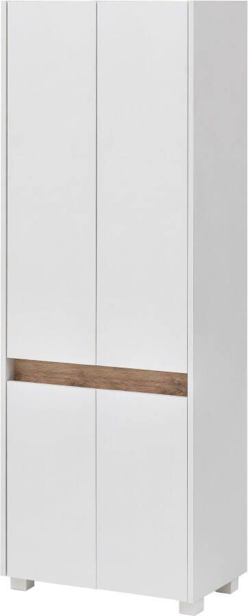 Schildmeyer Hoge kast Cosmo Breedte 57 cm badkamerkast lijst in moderne wildeiken-look