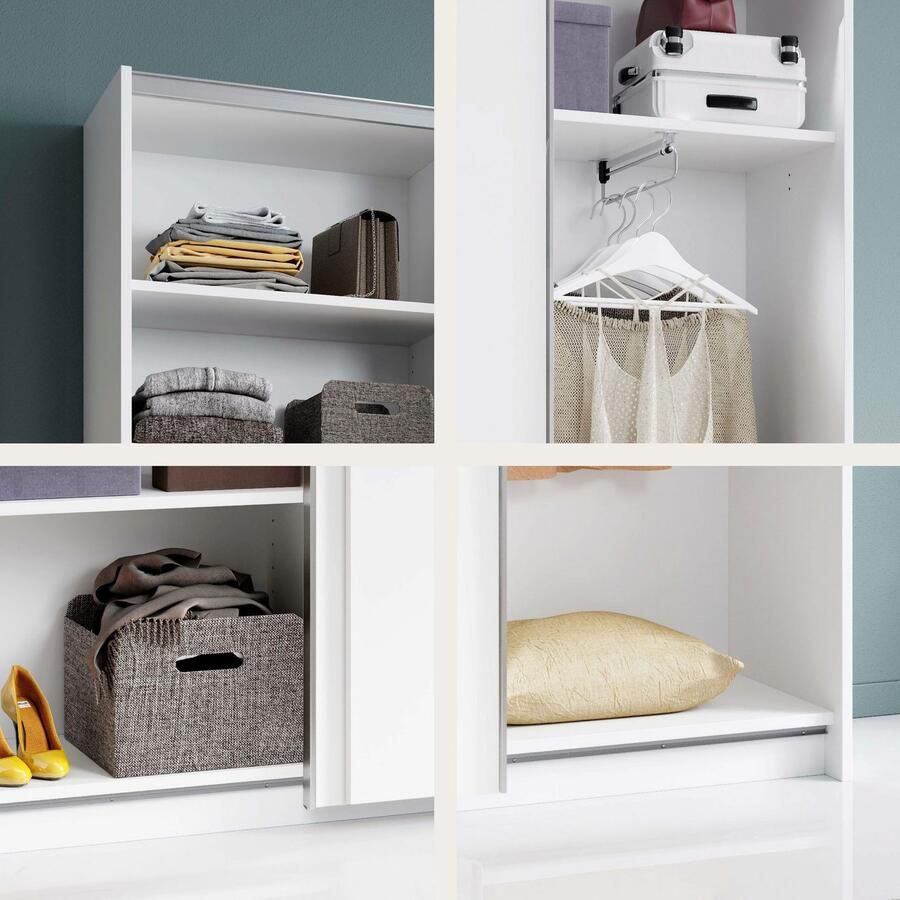 Schlafkontor Schuifdeurkast Heimo Fast kast kledingkast garderobe OTTO´s CHOICE weinig diepte uitschuifbare kledingstang garderobekast 6 planken