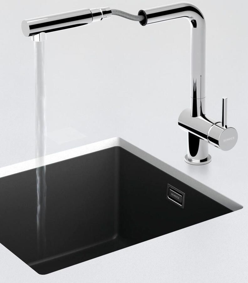 Schock EPOS Puro Keukenkraan Zwart CRISTADUR Uittrekbare Slang