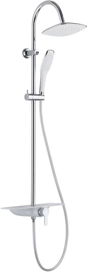 Schütte Slang en handdouche Waterway Douchesysteem met kraan en regendouche chroom wit