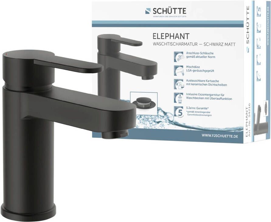 Schütte Wastafelkraan Elephant inclusief pop-up geluidsarm merken-straalregelaar gemakkelijke montage