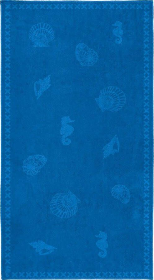 Seahorse Shells Strandlaken 100% Katoen 100x200 Cm Brilliant Blue