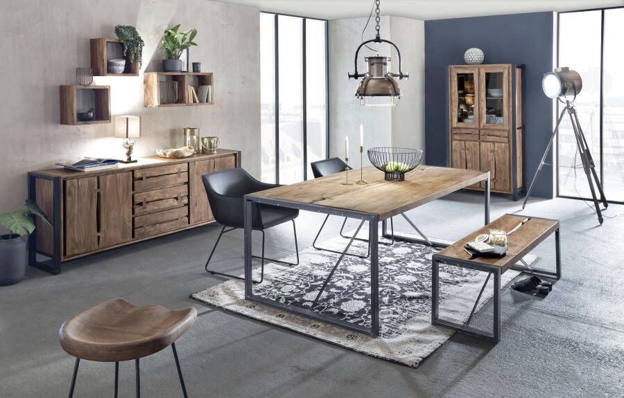 SIT Eettafel Live Edge van massief acaciahout met metalen frame