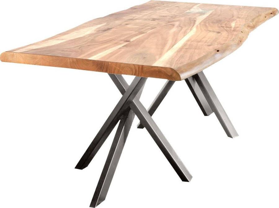Artistiq Living Artistiq Eettafel Arnulfo Acaciahout 200 x 100cm Zilver onderstel Bruin
