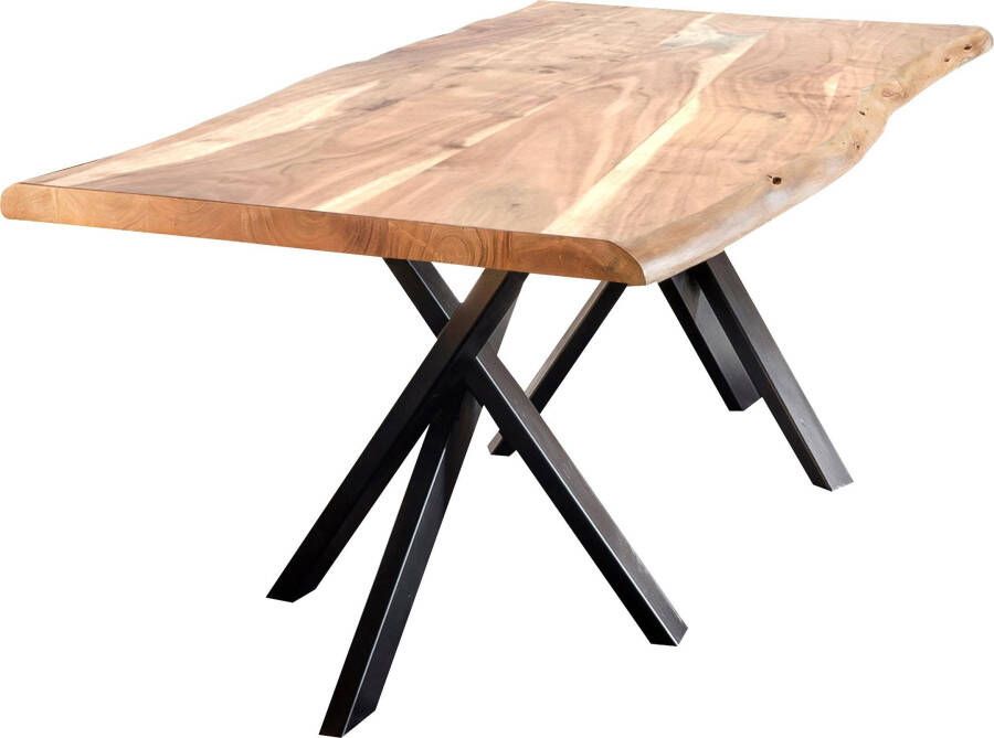 Artistiq Living Artistiq Eettafel Arnulfo Acaciahout 200 x 100cm Zwart onderstel Bruin