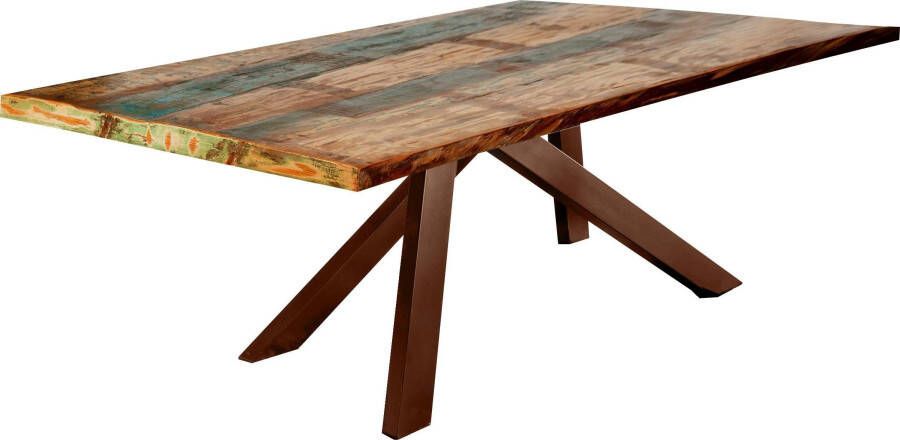 SIT Eettafel Tops&Tables met veelkleurig blad van gebruikt hout shabby chic vintage