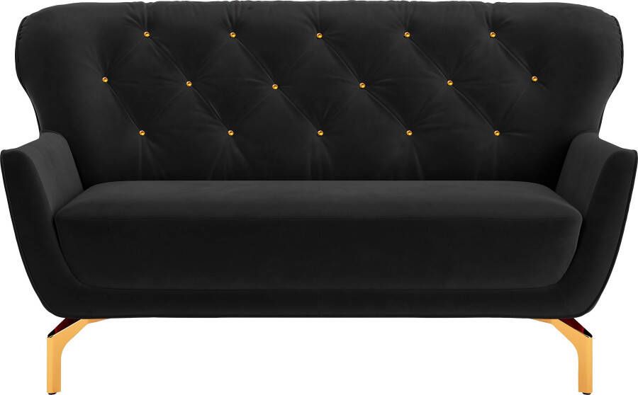 Sit&more 2-zitsbank Orient 3 V incl. 2 sierkussens met strassteentjes goudkleurige metalen poten