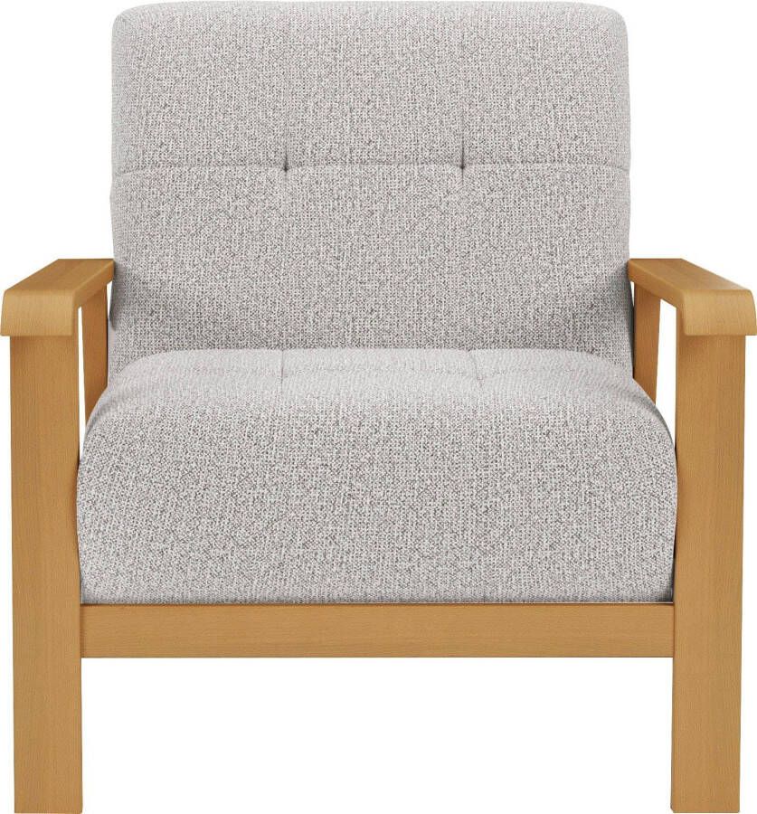 Sit&more Fauteuil Billund Armleuningen van eikenkleurig beukenhout verschillende bekledingen en kleuren