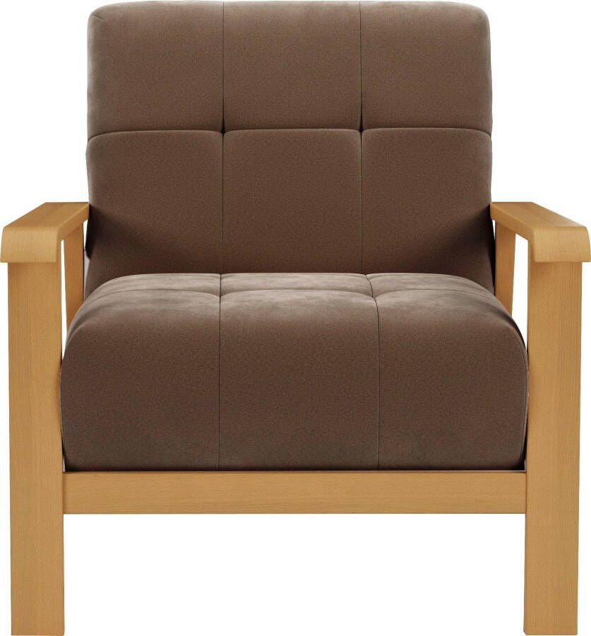 Sit&more Fauteuil Billund Armleuningen van eikenkleurig beukenhout verschillende bekledingen en kleuren