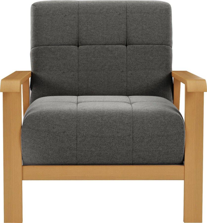 Sit&more Fauteuil Billund Armleuningen van eikenkleurig beukenhout verschillende bekledingen en kleuren