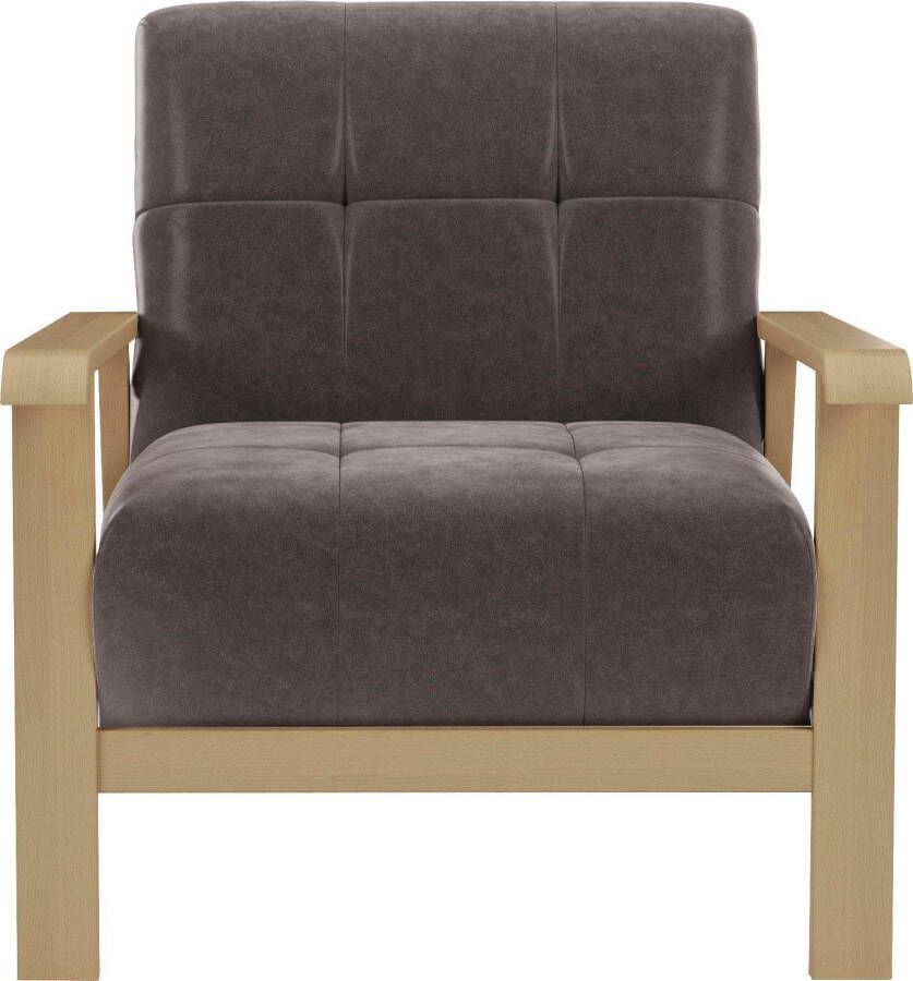 Sit&more Fauteuil Billund Armleuningen van natuurlijk beukenhout verschillende bekledingen en kleuren