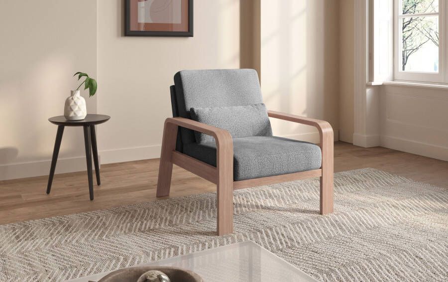 Sit&more Fauteuil Kolding Armleuningen van natuurlijk beukenhout verschillende bekledingen en kleuren