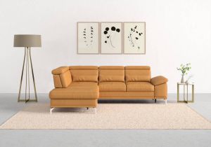 Sit&more Hoekbank Cabrio met zitdiepteverstelling en binnenvering 3 lendenkussens