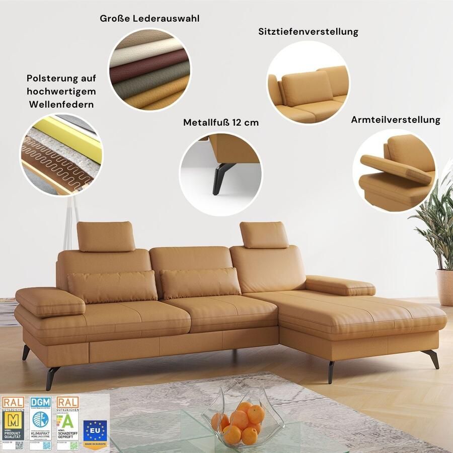 Sit&more Hoekbank Morris L-vorm incl. zitdiepteverstelling keuze uit armleuningverstelling bedfunctie & bedlade