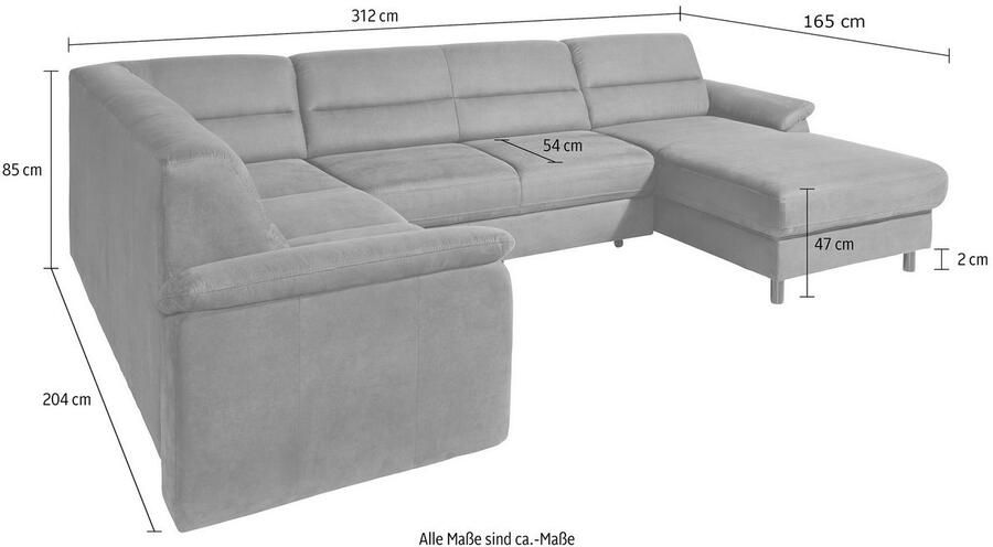 Sit&more Zithoek Top Ascara U-vorm inclusief boxspring binnenveringsinterieur naar keuze met slaapfunctie
