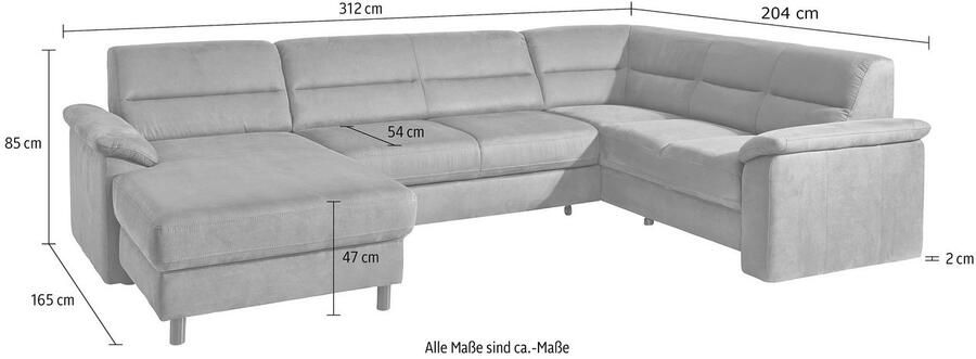 Sit&more Zithoek Top Ascara U-vorm inclusief boxspring binnenveringsinterieur naar keuze met slaapfunctie