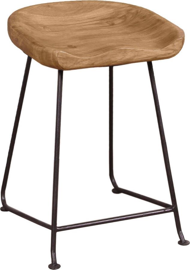 SIT Hocker Live Edge van massief acaciahout met metalen frame