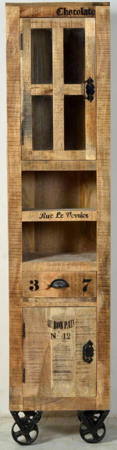 SIT Vitrinekast Rustiek 2-deurs in factory-design hoogte 190 cm shabby chic vintage