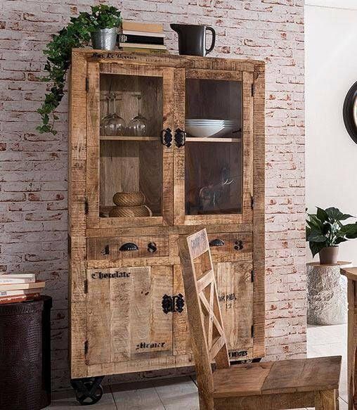 SIT Vitrinekast Rustiek in factory-design breedte 90 cm shabby chic vintage