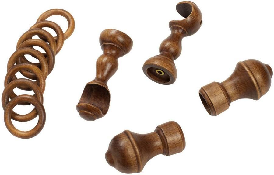 SN DECO GROUP Gordijnroede Ares 28 mm hout verschillende lengtes en kleuren compleet set