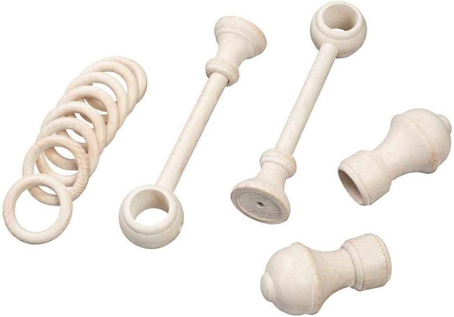 SN DECO GROUP Gordijnroede Ares 28 mm hout verschillende lengtes en kleuren compleet set