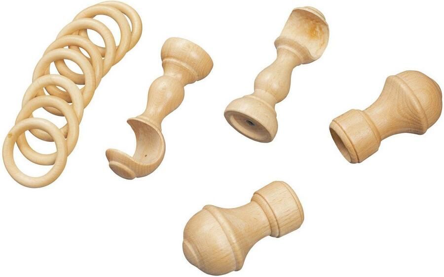 SN DECO GROUP Gordijnroede Ares 28 mm hout verschillende lengtes en kleuren compleet set