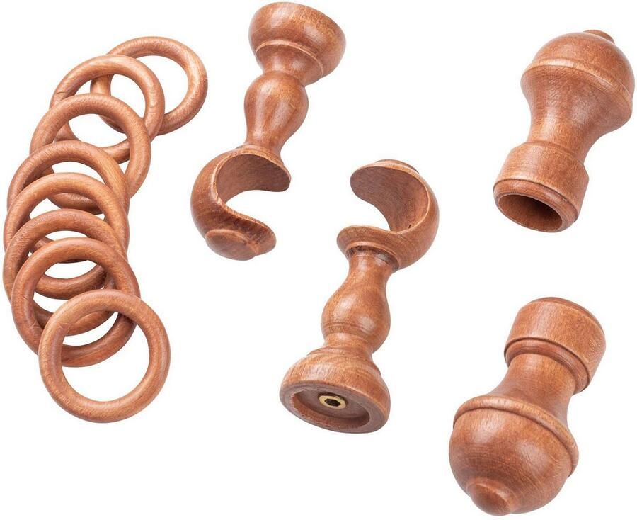 SN DECO GROUP Gordijnroede Ares 28 mm hout verschillende lengtes en kleuren compleet set